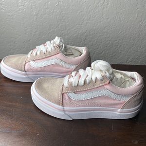 Vans Old Skool Canvas Suede Shoes US Kids SZ 11 Juniors Light Pink Lace Up